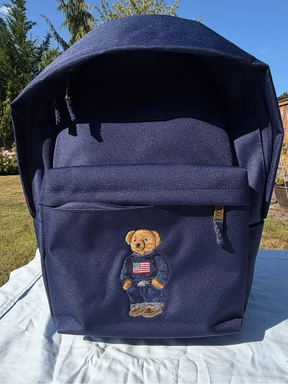 Polo by Ralph Lauren Navy Bear-Embroidered Backpack